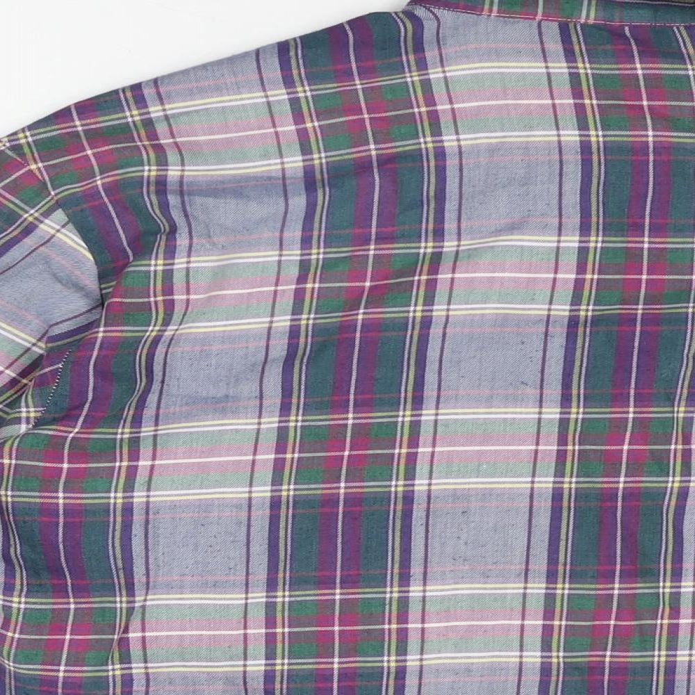 Cotton Traders Womens Purple Plaid Cotton Basic Button-Up Size 12 Collared