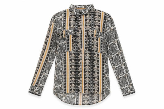 Front view of Next women’s multicoloured floral lyocell basic button-up, size UK 16, collared