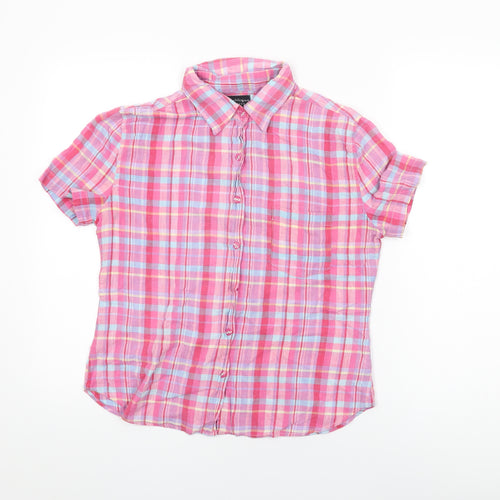Republique Boys Pink Plaid Cotton Basic Button-Up Size L Collared Button