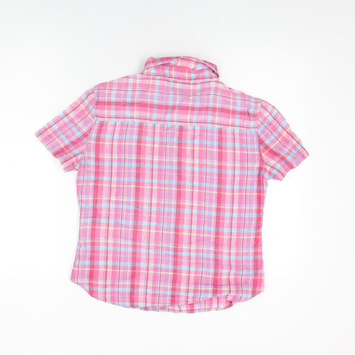 Republique Boys Pink Plaid Cotton Basic Button-Up Size L Collared Button