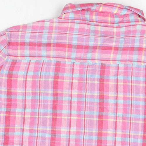 Republique Boys Pink Plaid Cotton Basic Button-Up Size L Collared Button