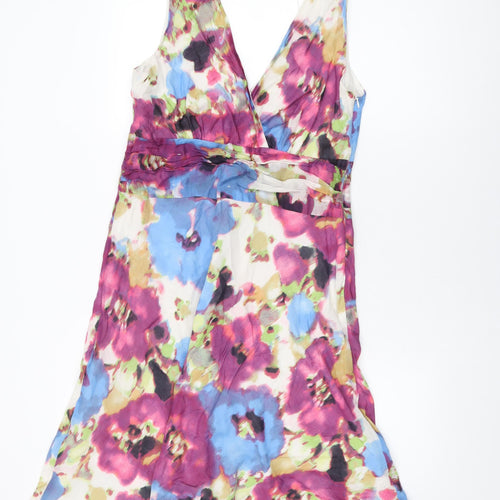 Pepperberry Womens Multicoloured Geometric Cotton A-Line Size 14 V-Neck Zip