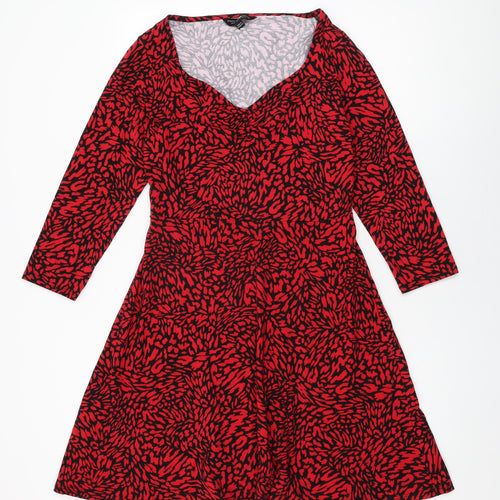 Dorothy Perkins Womens Red Geometric Cotton A-Line Size 14 Sweetheart Pullover