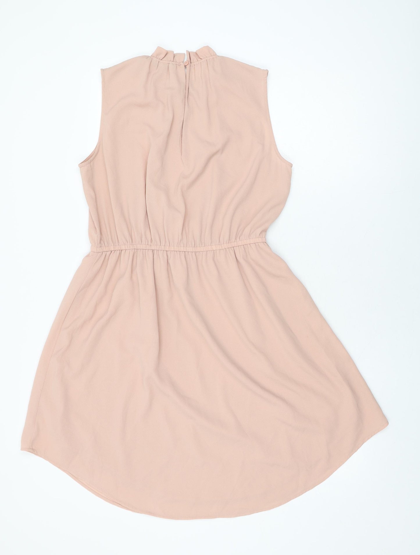 H&M Womens Pink Polyester Shift Size 12 Round Neck Button