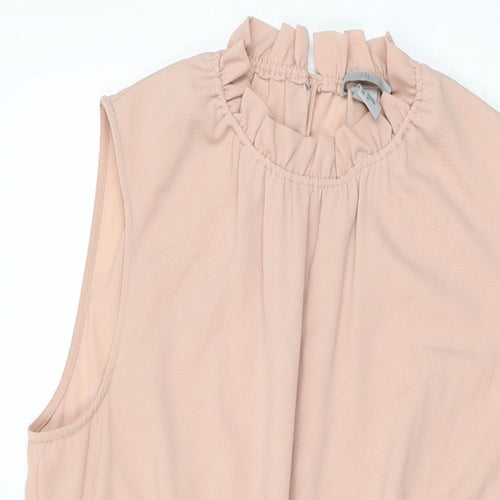 H&M Womens Pink Polyester Shift Size 12 Round Neck Button