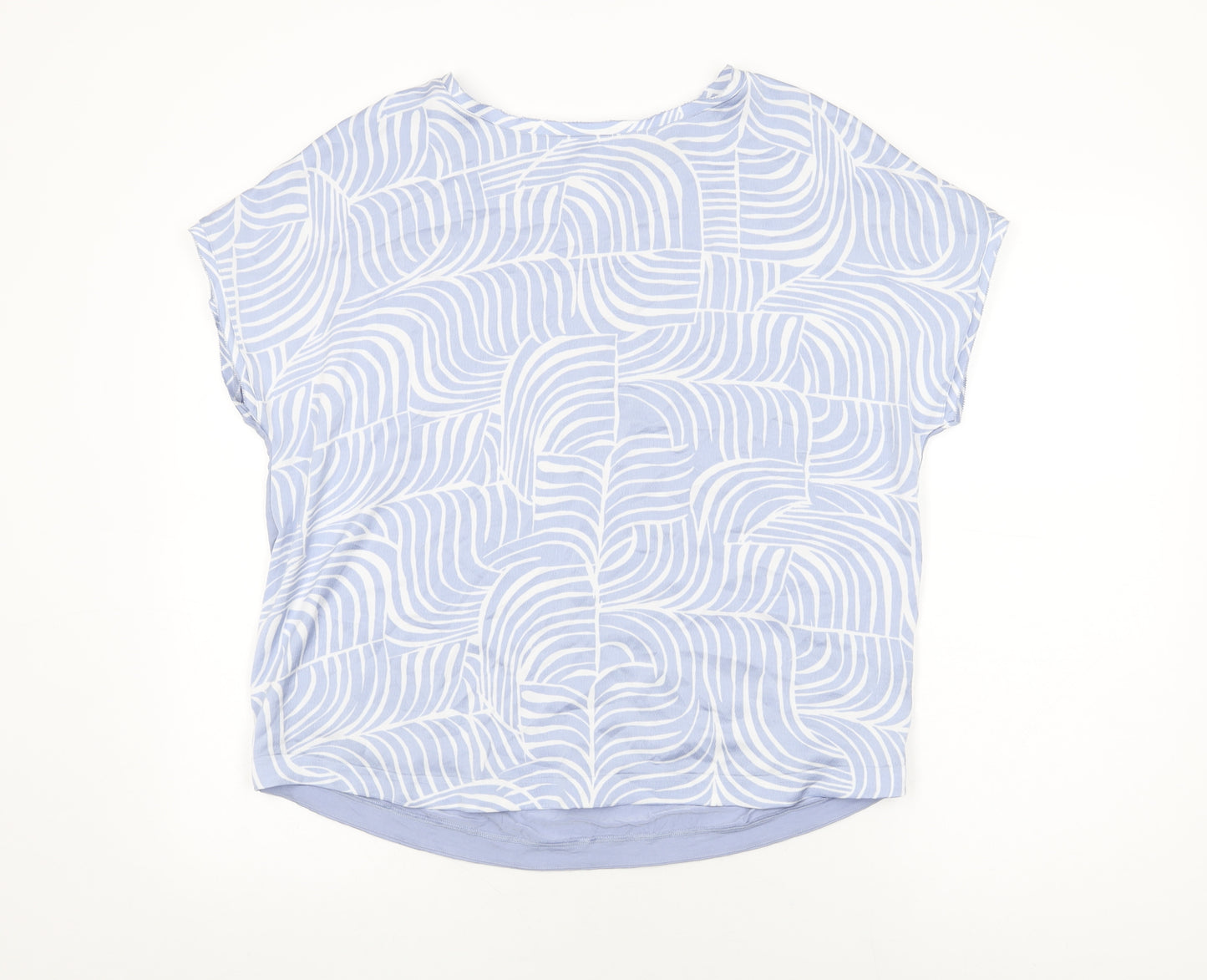 Marks and Spencer Womens Blue Geometric Polyester Basic Blouse Size 14 Round Neck