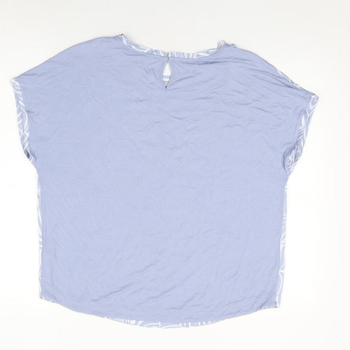 Marks and Spencer Womens Blue Geometric Polyester Basic Blouse Size 14 Round Neck