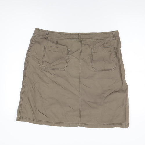 Marks and Spencer Womens Brown Cotton A-Line Skirt Size 18 Zip