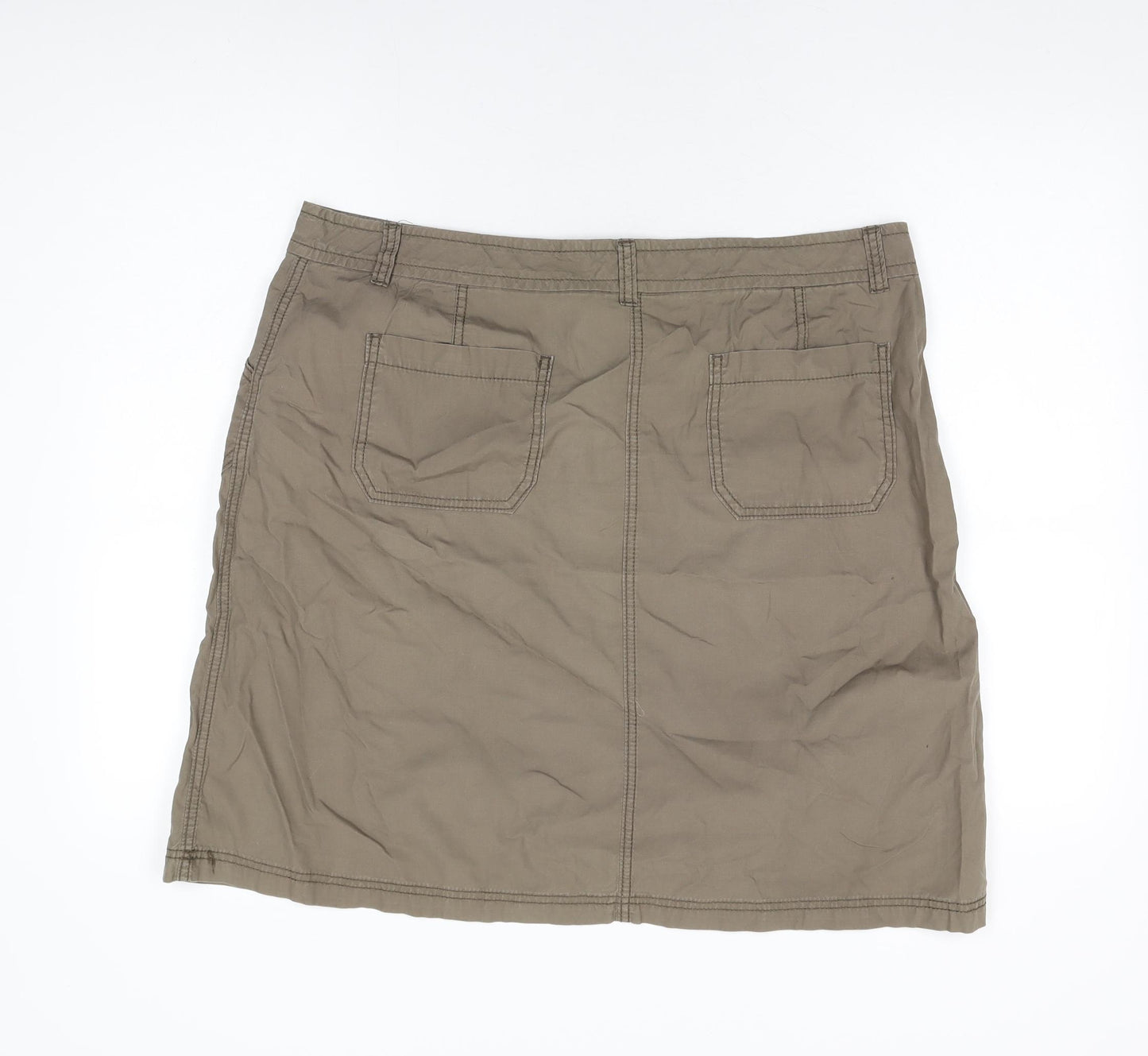 Marks and Spencer Womens Brown Cotton A-Line Skirt Size 18 Zip