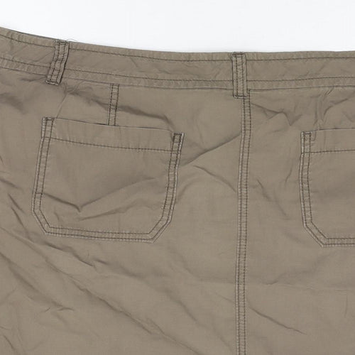 Marks and Spencer Womens Brown Cotton A-Line Skirt Size 18 Zip