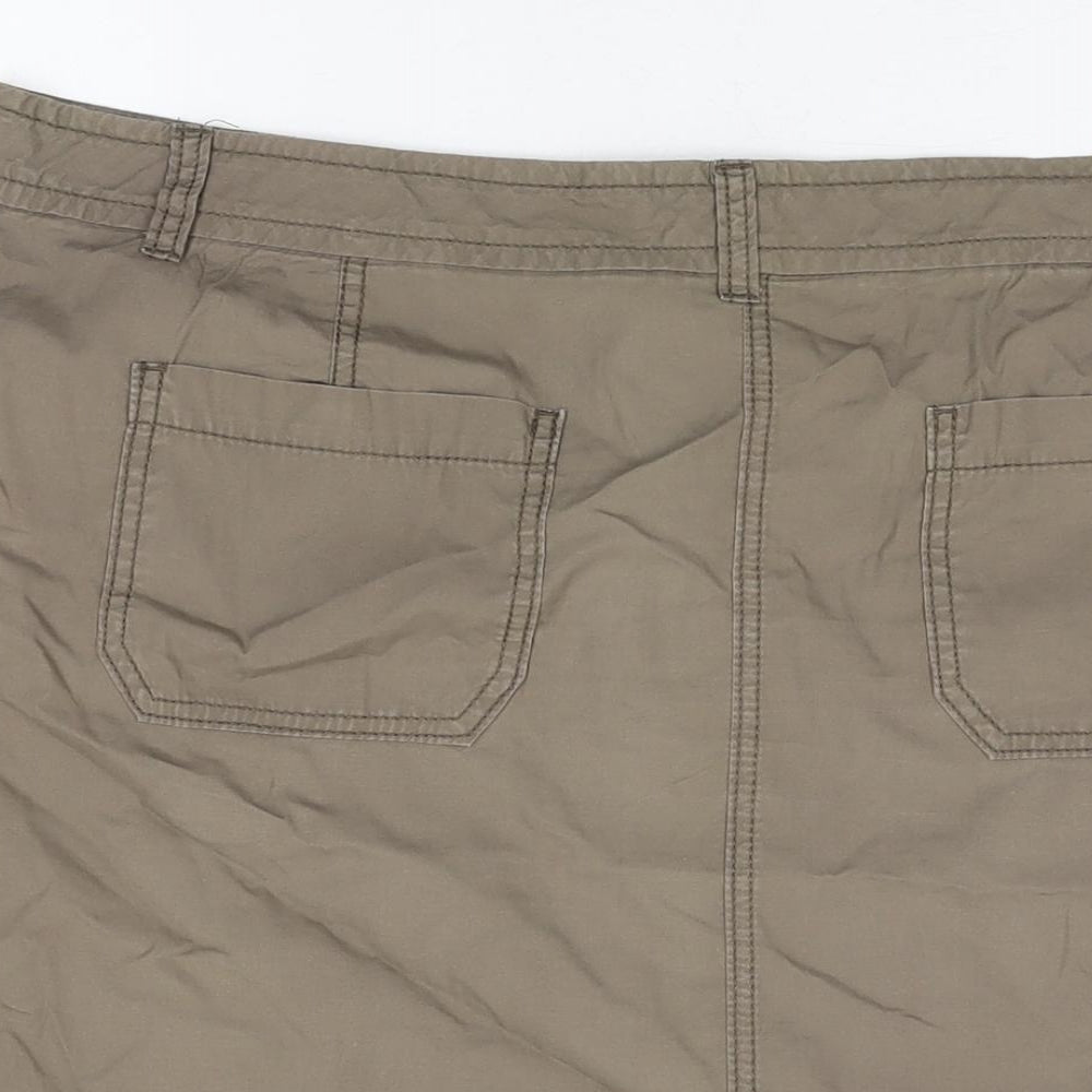 Marks and Spencer Womens Brown Cotton A-Line Skirt Size 18 Zip