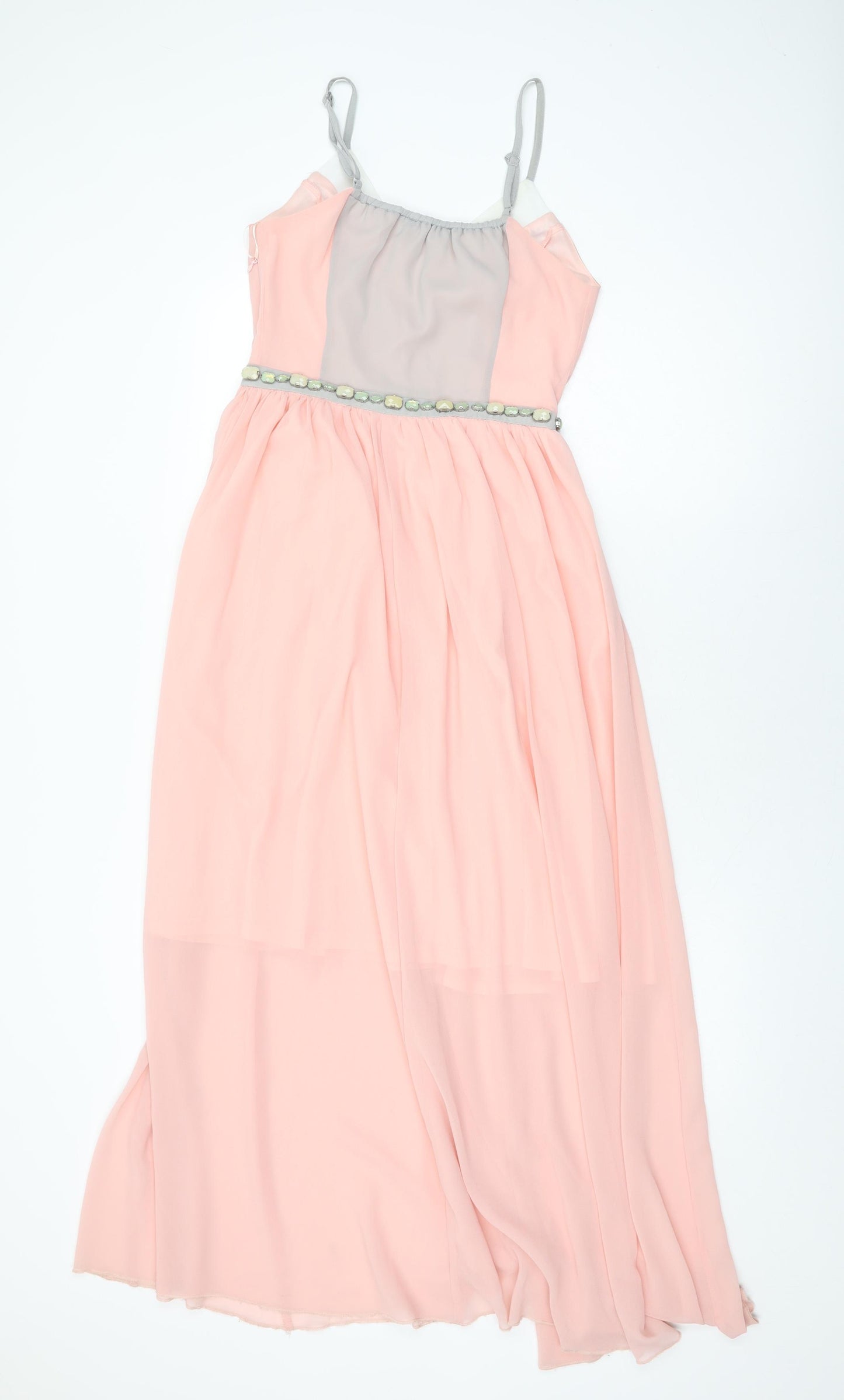 Boohoo Womens Pink Polyester Maxi Size 8 V-Neck Pullover