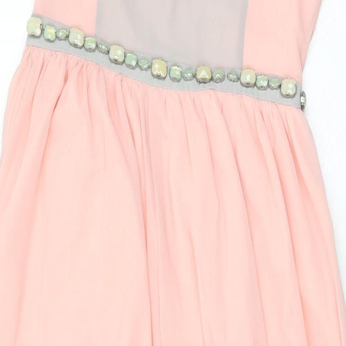 Boohoo Womens Pink Polyester Maxi Size 8 V-Neck Pullover