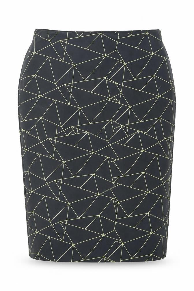 Marks and Spencer Womens Black Geometric Polyester Straight & Pencil Skirt Size 18