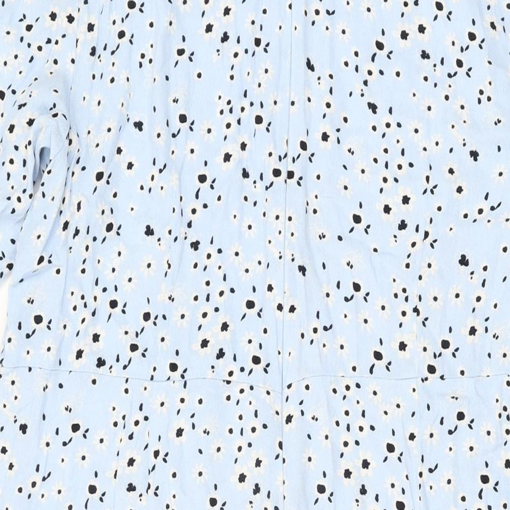 Monsoon Womens Blue Floral Viscose Shift Size XL Round Neck Zip