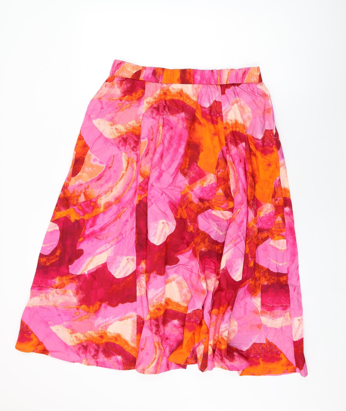 Monsoon Womens Pink Geometric Cotton Swing Skirt Size M