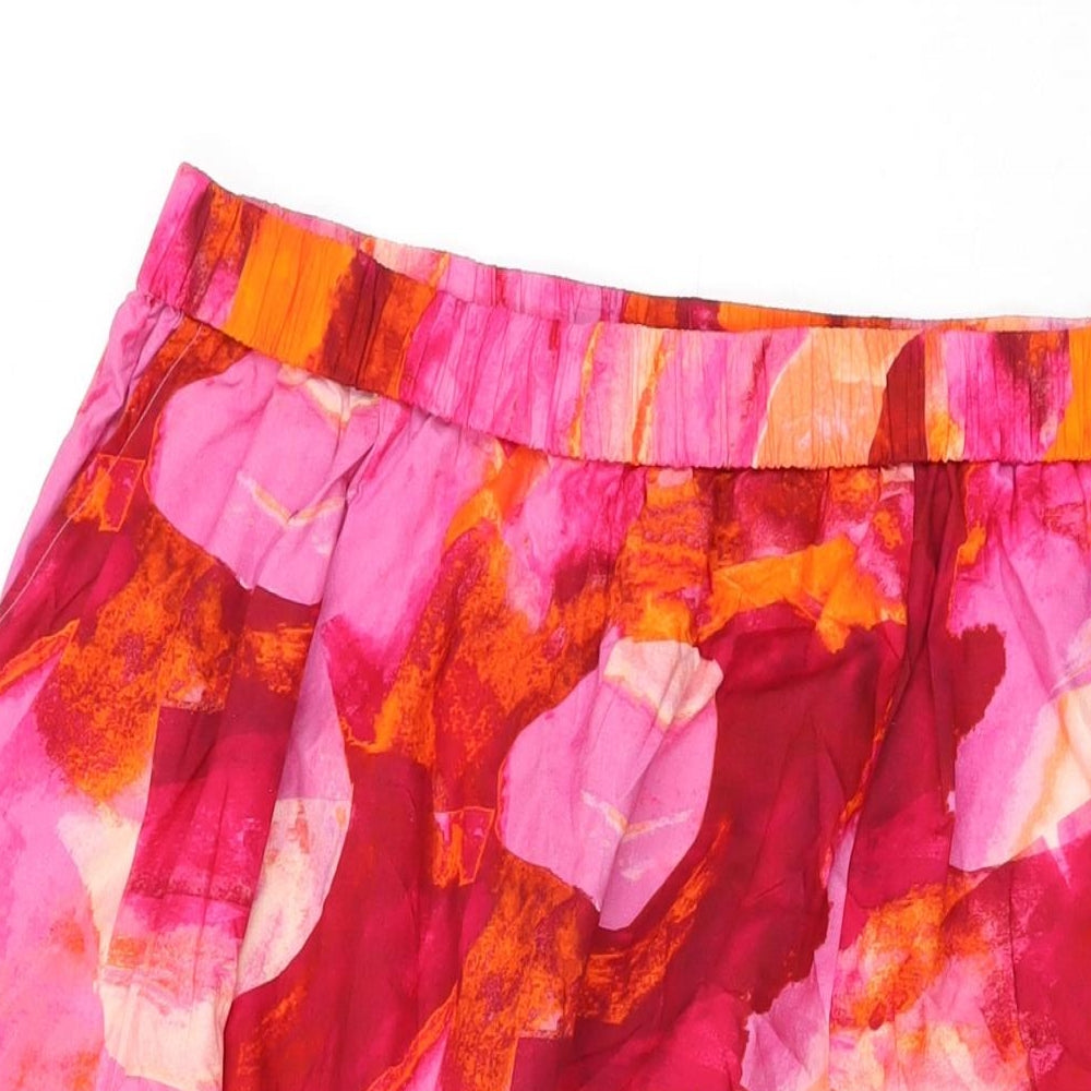 Monsoon Womens Pink Geometric Cotton Swing Skirt Size M