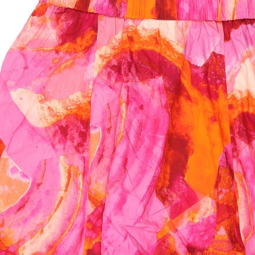 Monsoon Womens Pink Geometric Cotton Swing Skirt Size M