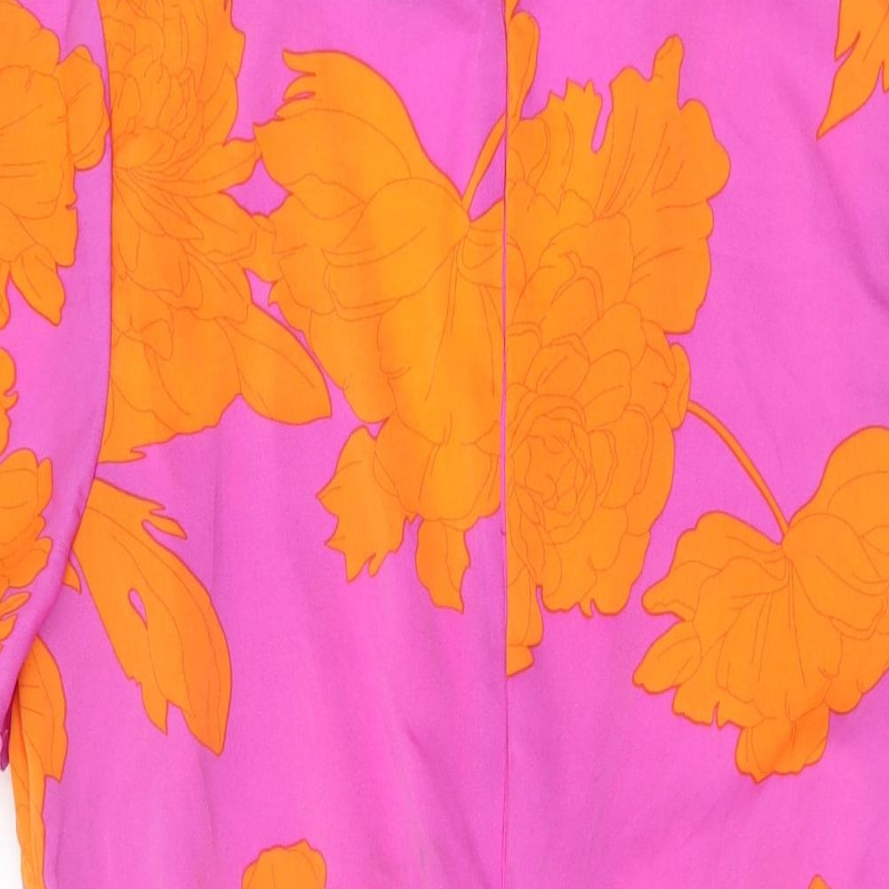 AX Paris Womens Purple Floral Polyester Shift Size 16 V-Neck Zip