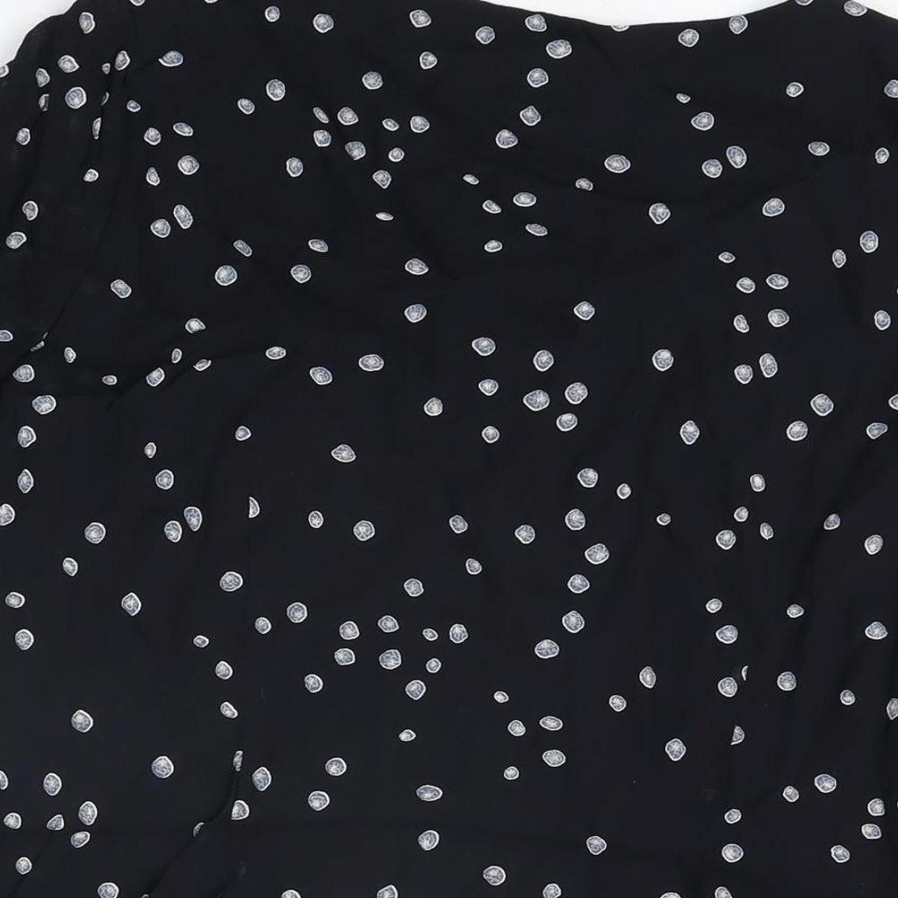 Debenhams Womens Black Polka Dot Viscose Basic T-Shirt Size 14 Round Neck
