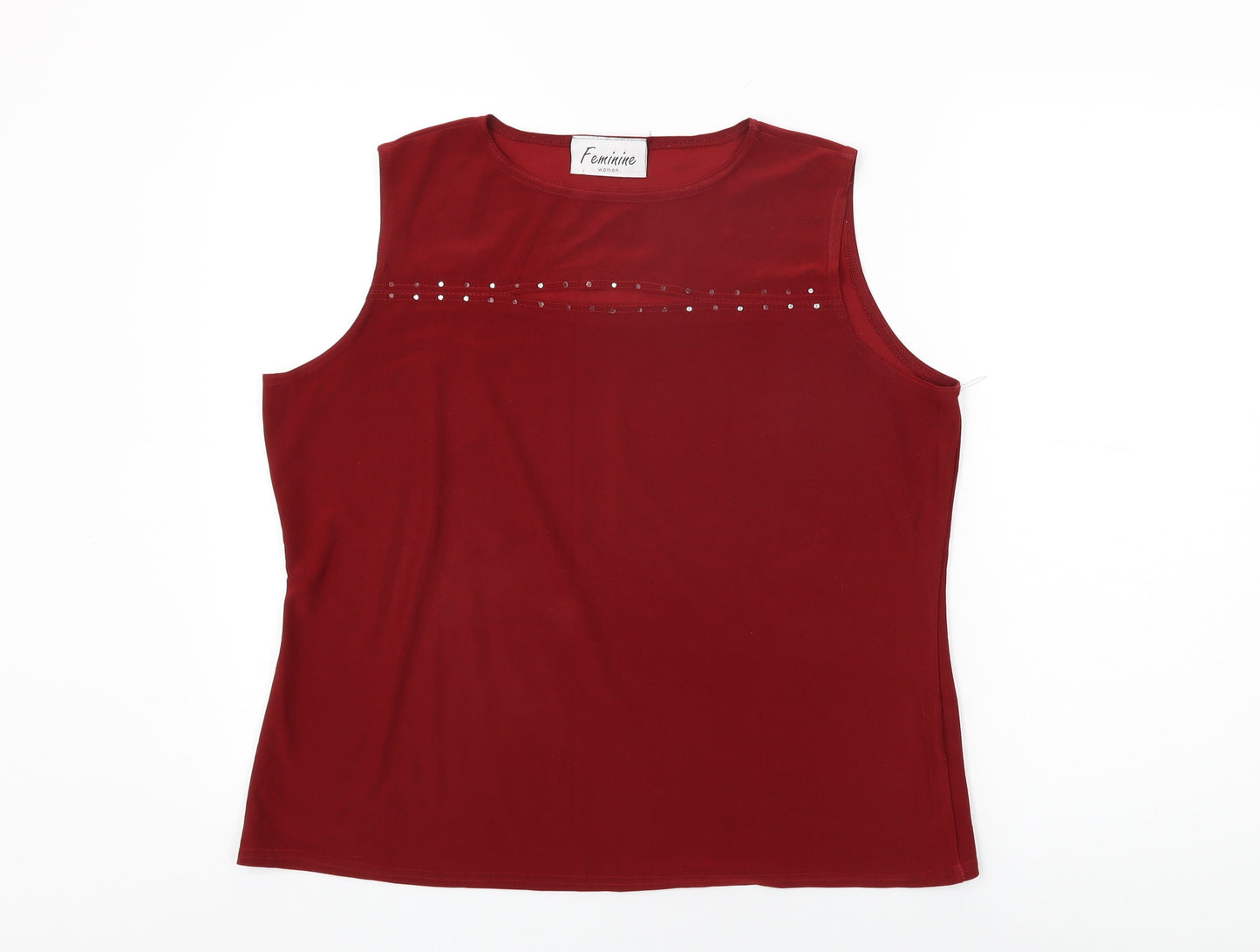 Feminine Womens Red Polyester Basic T-Shirt Size 18 Round Neck