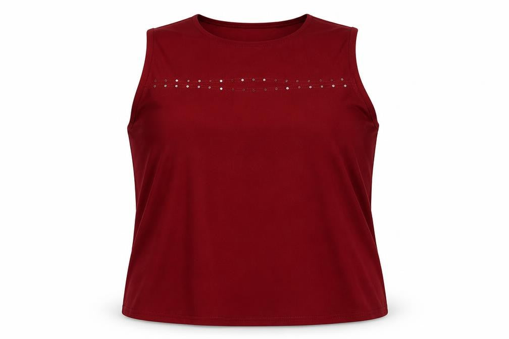 Feminine Womens Red Polyester Basic T-Shirt Size 18 Round Neck