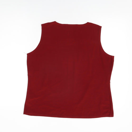 Feminine Womens Red Polyester Basic T-Shirt Size 18 Round Neck
