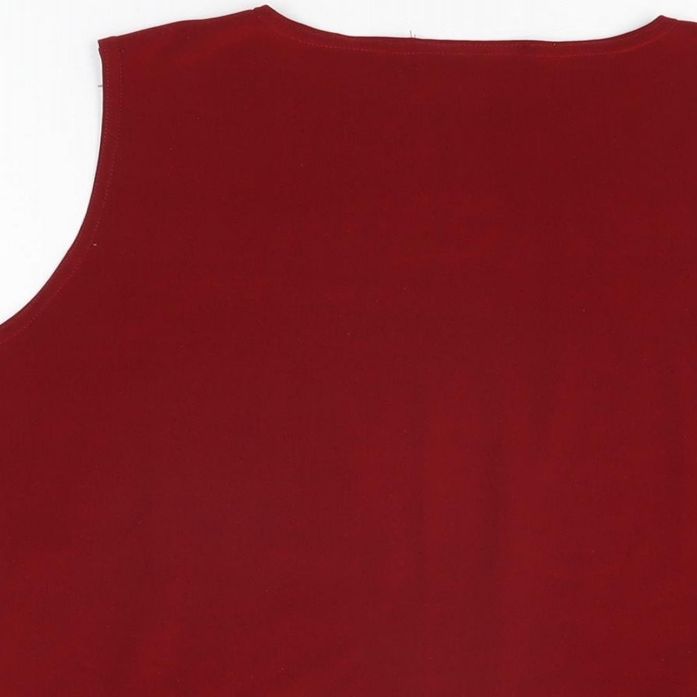 Feminine Womens Red Polyester Basic T-Shirt Size 18 Round Neck