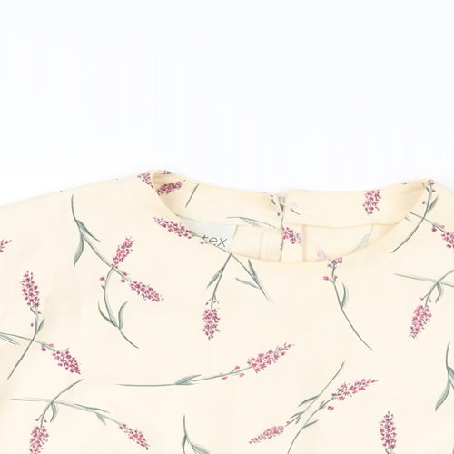 Eastex Womens Ivory Floral Polyester Basic T-Shirt Size 16 Round Neck