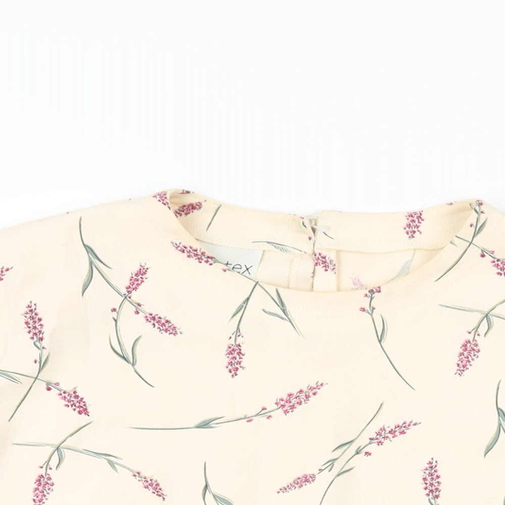 Eastex Womens Ivory Floral Polyester Basic T-Shirt Size 16 Round Neck