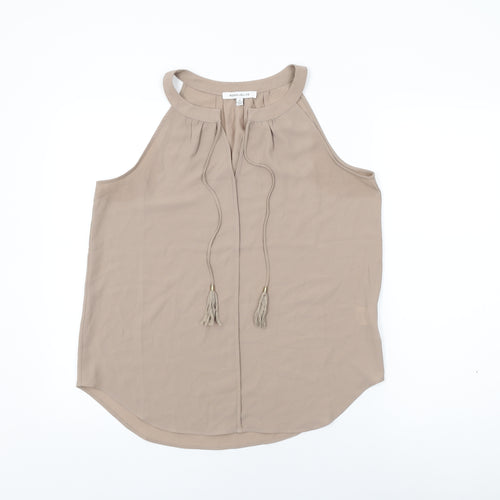 Rose + Olive Womens Beige Polyester Basic T-Shirt Size M V-Neck