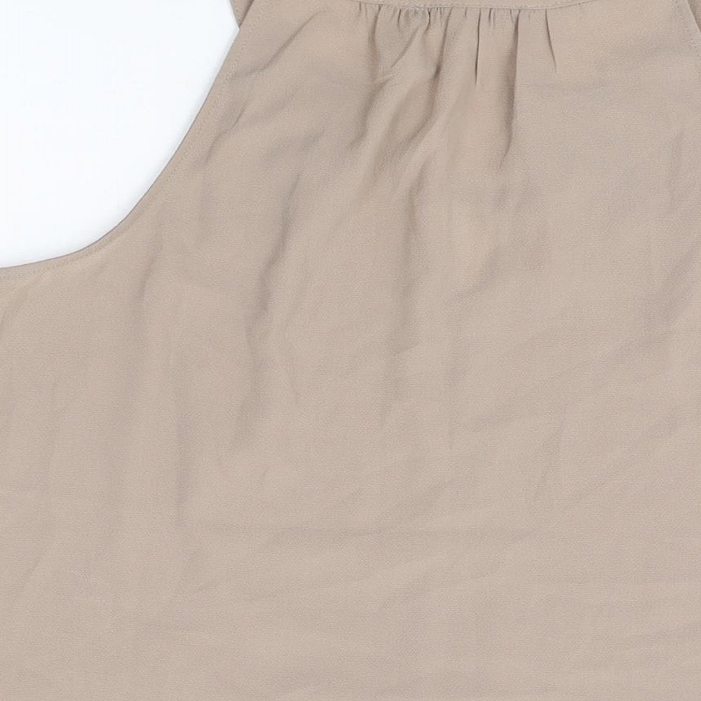 Rose + Olive Womens Beige Polyester Basic T-Shirt Size M V-Neck