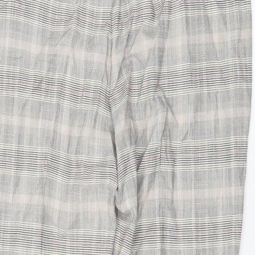 NEXT Womens Grey Plaid Viscose Trousers Size 14 L28 in Regular Zip