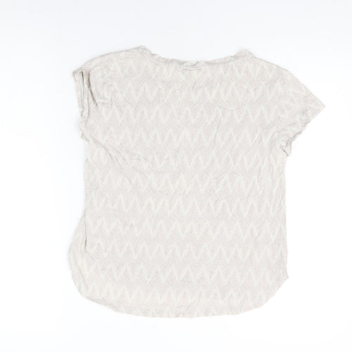 H&M Womens White Geometric Cotton Basic T-Shirt Size XS Round Neck