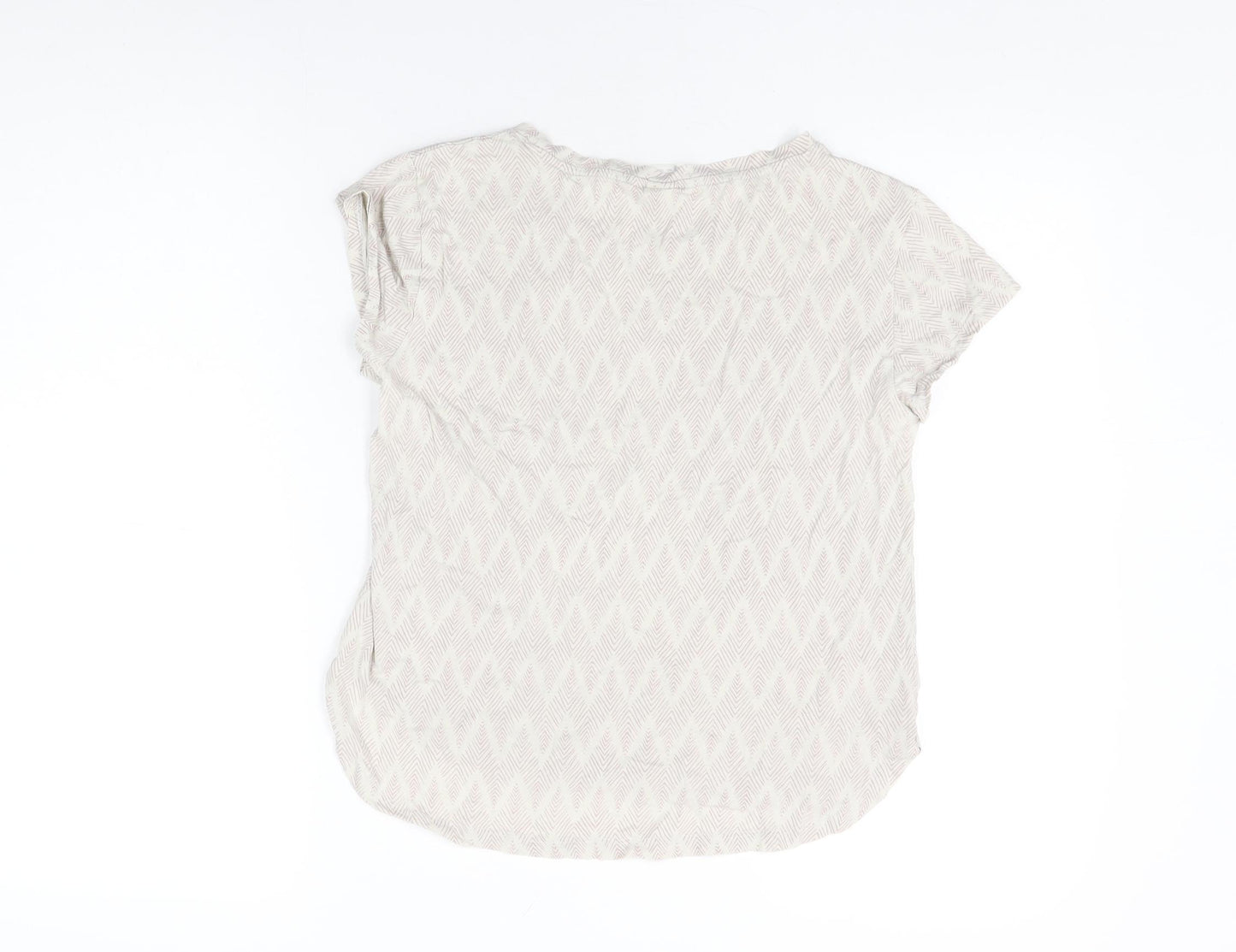 H&M Womens White Geometric Cotton Basic T-Shirt Size XS Round Neck