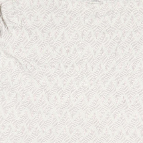 H&M Womens White Geometric Cotton Basic T-Shirt Size XS Round Neck