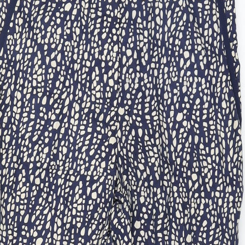 Pure Womens Blue Geometric Cupro Trousers Size 8 L29 in Regular Zip