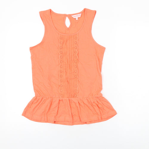 Board Angels Girls Orange Cotton Basic T-Shirt Size 13 Years Scoop Neck Pullover