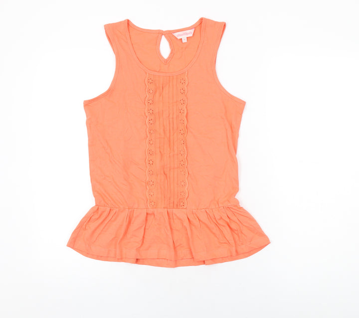 Board Angels Girls Orange Cotton Basic T-Shirt Size 13 Years Scoop Neck Pullover