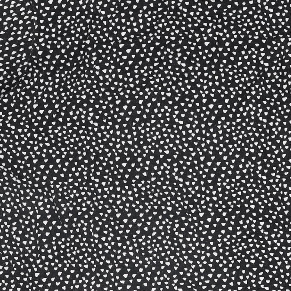 Marks and Spencer Womens Black Geometric Viscose Basic T-Shirt Size 10 Boat Neck