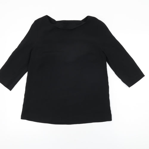 Topshop Womens Black Polyester Basic Blouse Size 8 Round Neck
