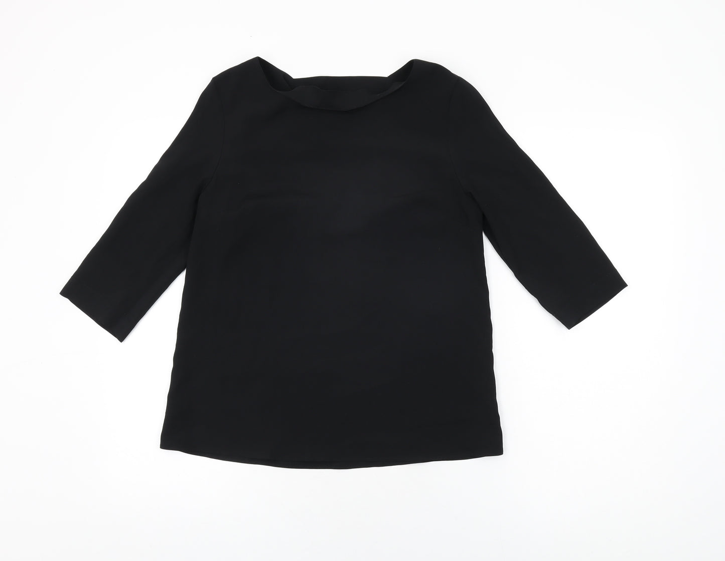 Topshop Womens Black Polyester Basic Blouse Size 8 Round Neck
