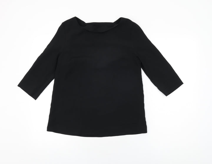 Topshop Womens Black Polyester Basic Blouse Size 8 Round Neck
