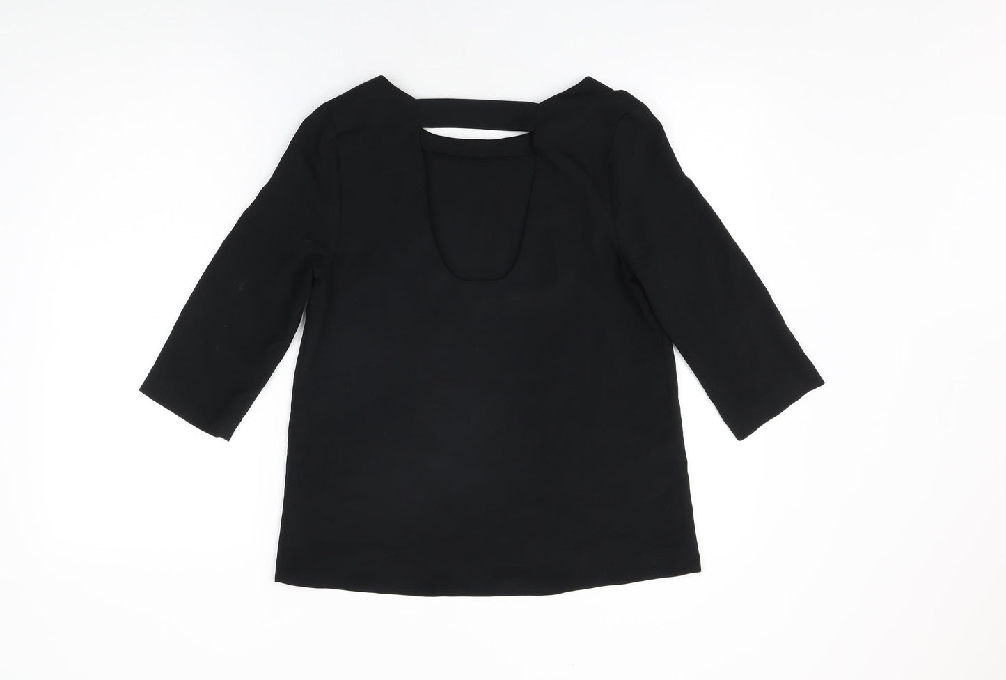 Topshop Womens Black Polyester Basic Blouse Size 8 Round Neck