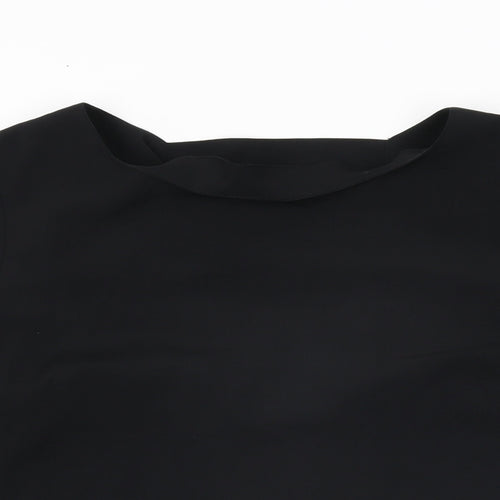 Topshop Womens Black Polyester Basic Blouse Size 8 Round Neck