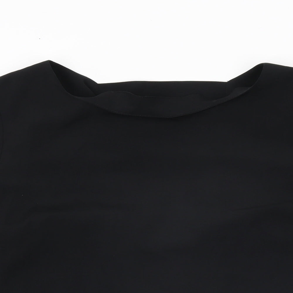 Topshop Womens Black Polyester Basic Blouse Size 8 Round Neck
