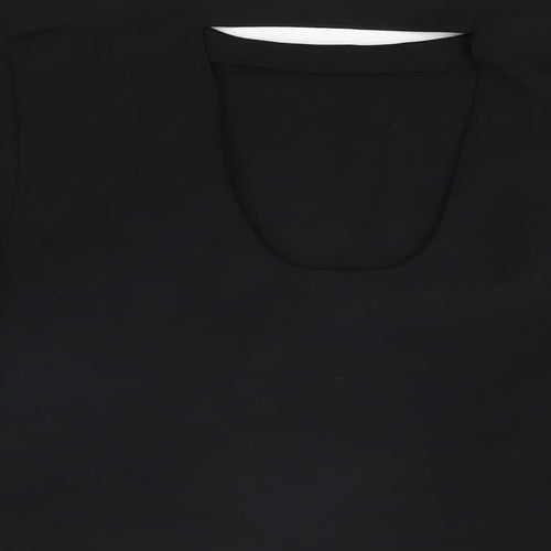 Topshop Womens Black Polyester Basic Blouse Size 8 Round Neck