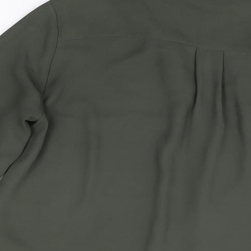 H&M Womens Green Polyester Basic Button-Up Size 8 V-Neck