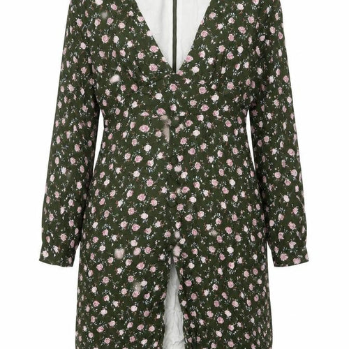 Wild Honey Womens Green Floral Rayon Shift Size XL V-Neck Zip