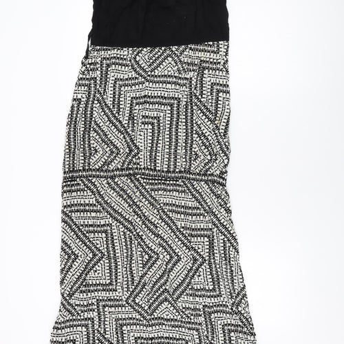 New Look Womens Black Geometric Viscose Maxi Size 10 Off the Shoulder Pullover